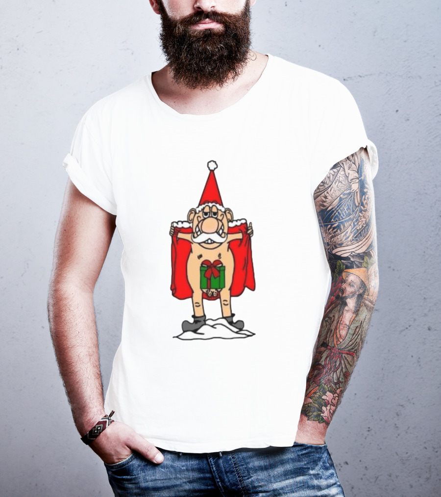 Christmas Santa Gnome With Naughty Gift And Hat T-Shirt