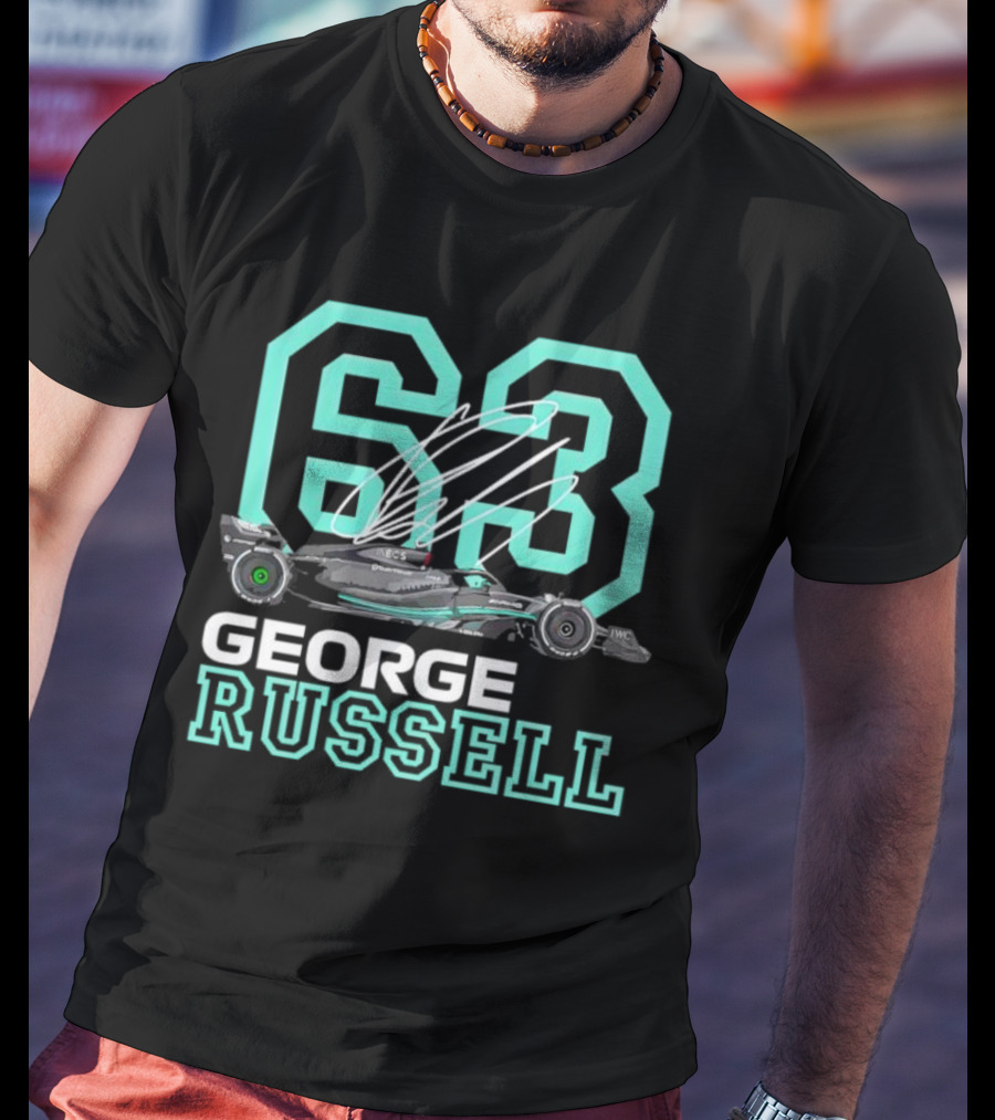 George Russell 63 Signature Formula 1 Car Racing T-Shirt