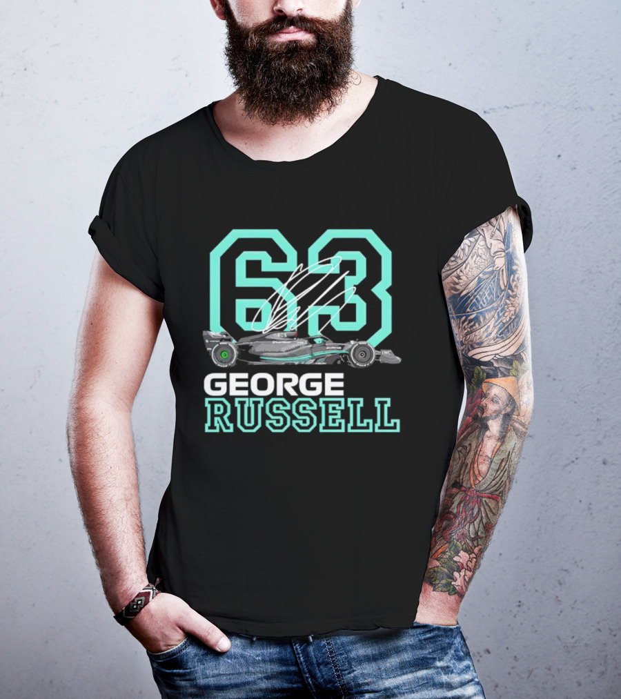 George Russell 63 Signature Formula 1 Car Racing T-Shirt