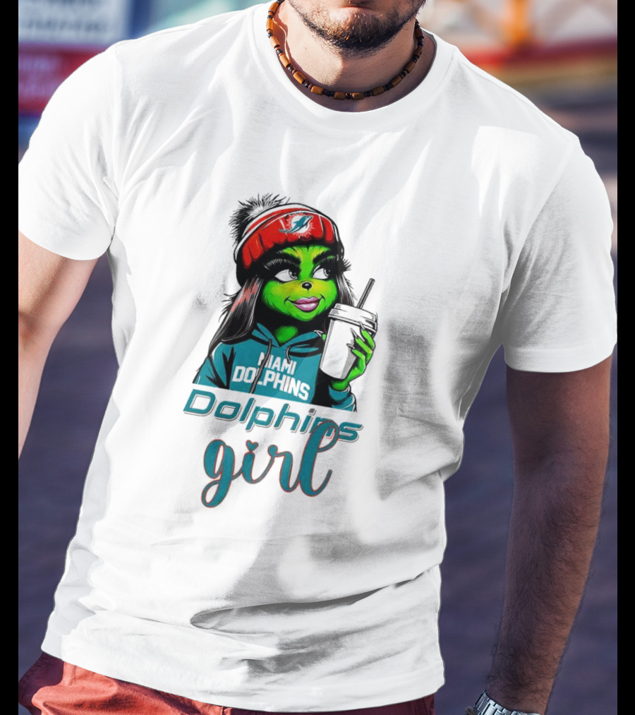 Miami Dolphins Grinch Drink Girl T-Shirt