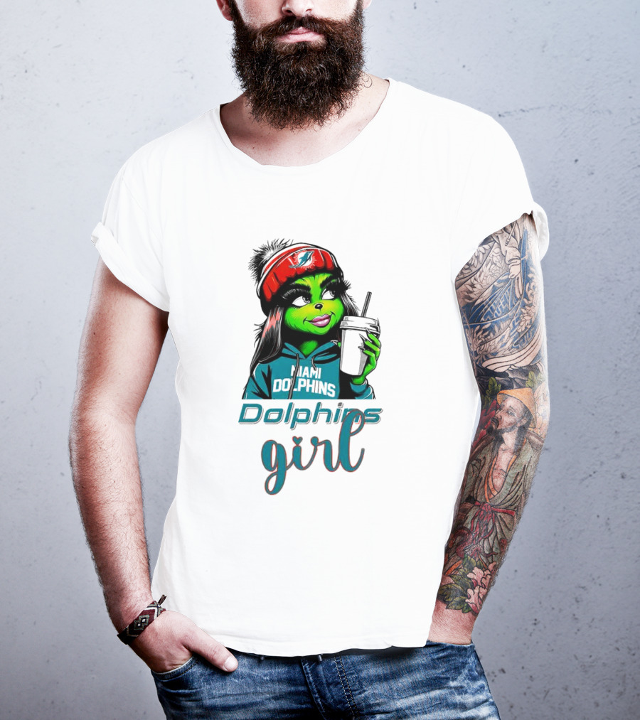 Miami Dolphins Grinch Drink Girl T-Shirt