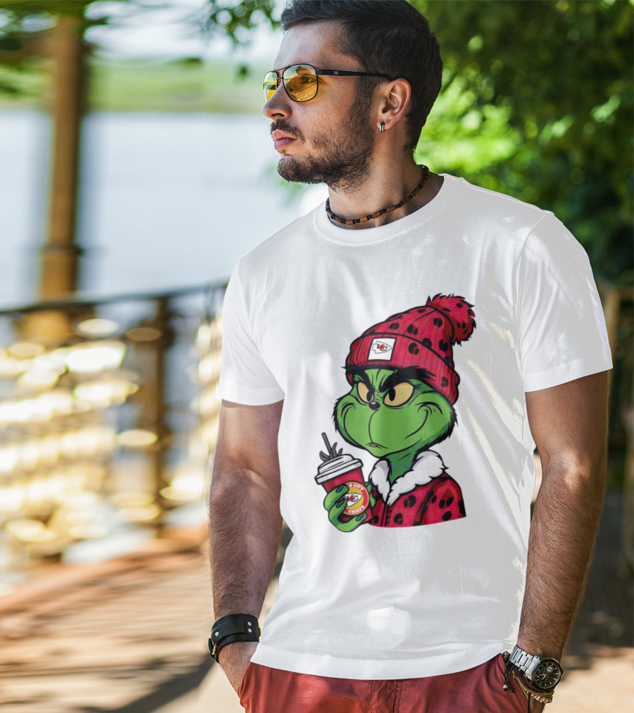 Grinch Kansas City Chiefs Leopard Print Coffee Cup T-Shirt