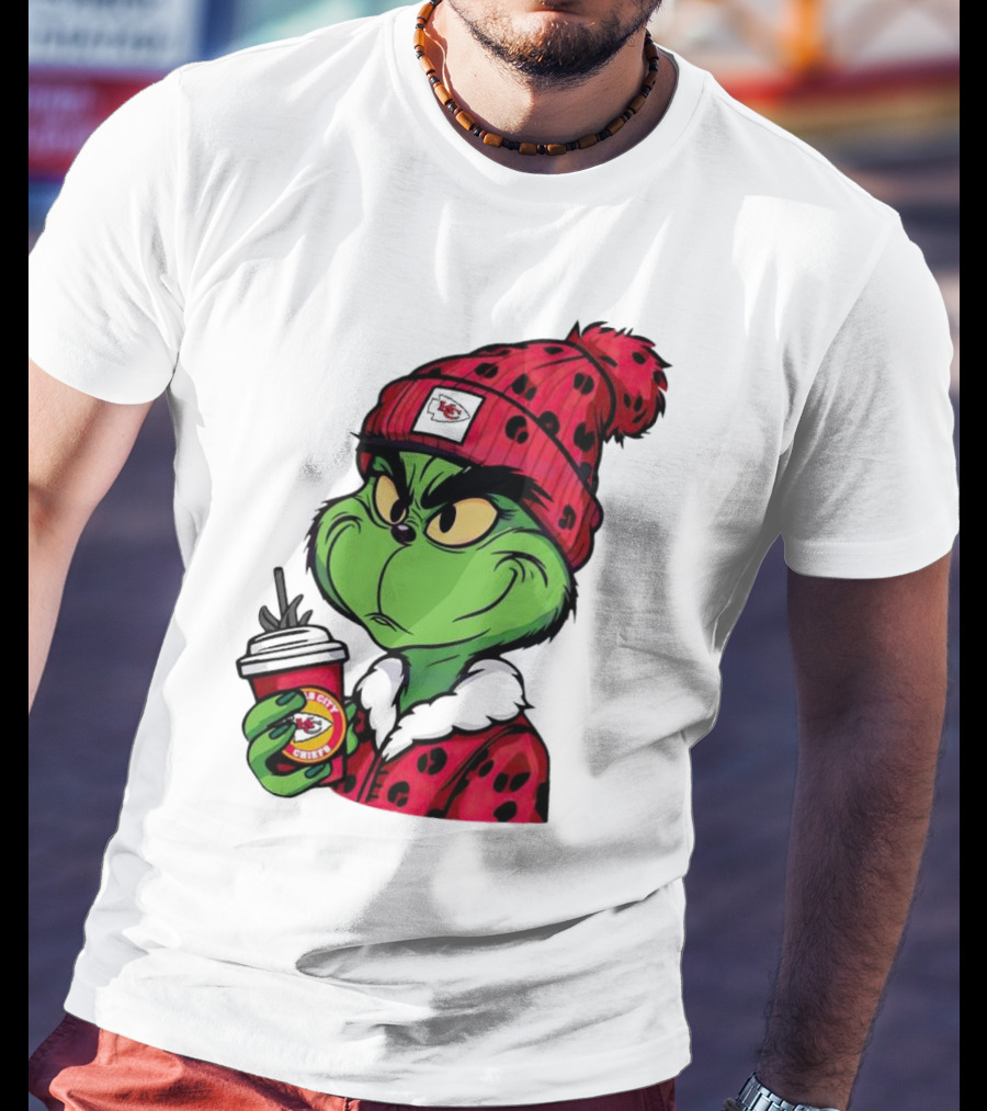 Grinch Kansas City Chiefs Leopard Print Coffee Cup T-Shirt