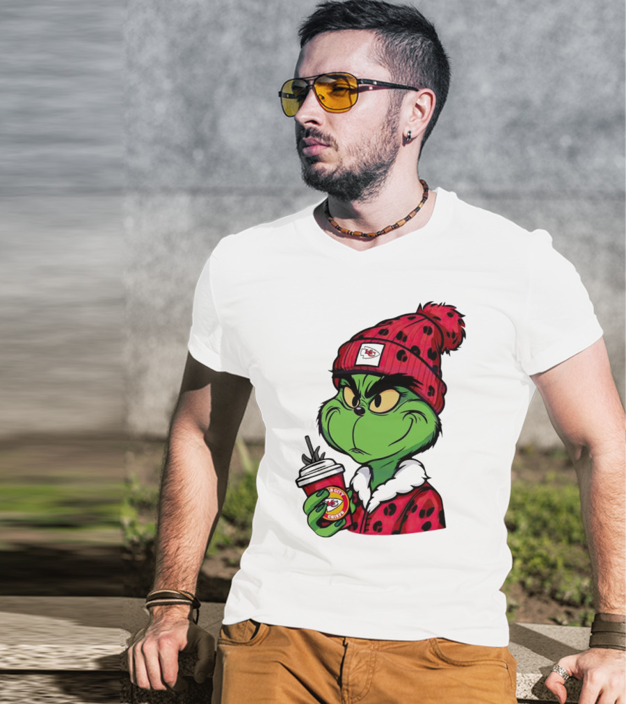 Grinch Kansas City Chiefs Leopard Print Coffee Cup T-Shirt