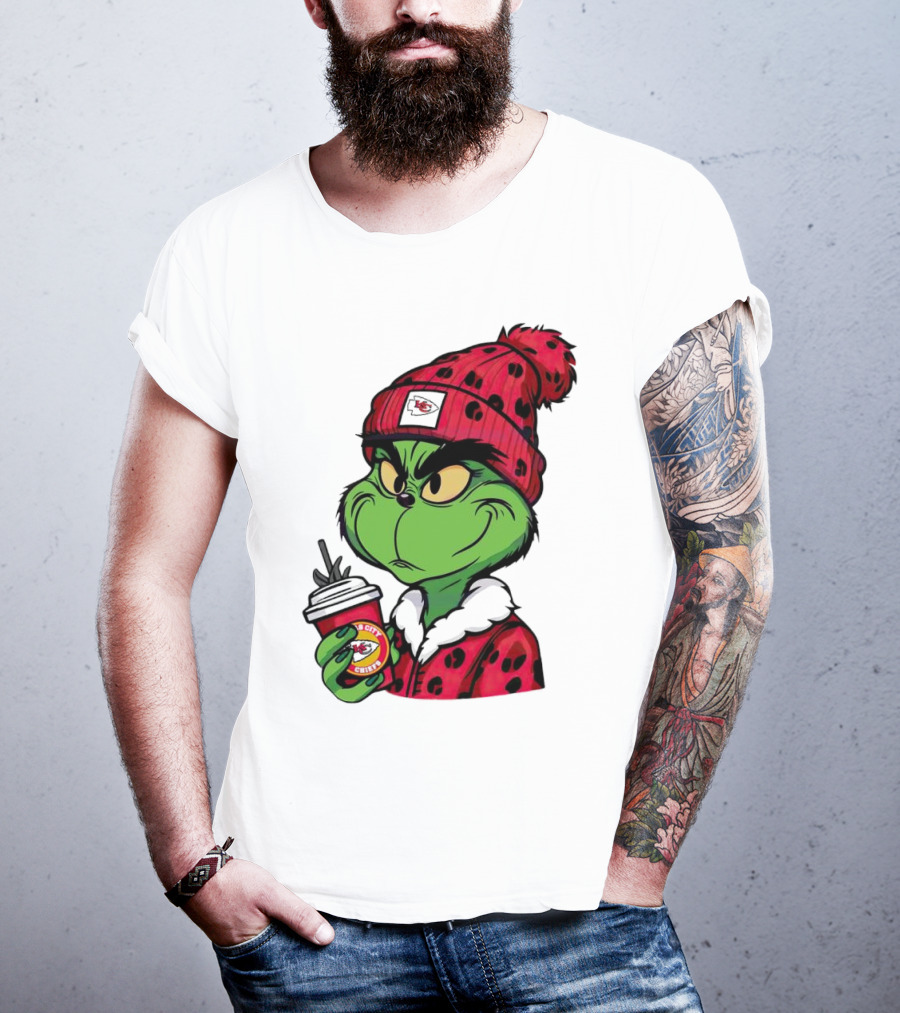 Grinch Kansas City Chiefs Leopard Print Coffee Cup T-Shirt
