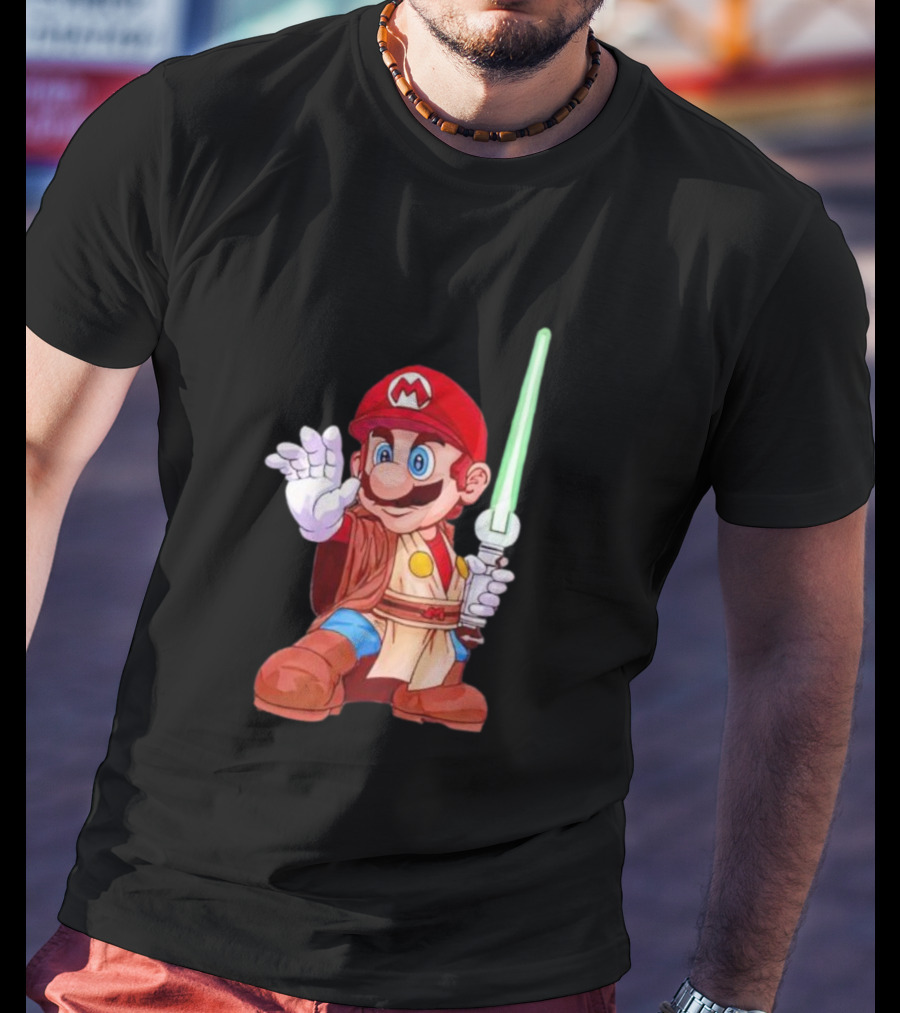 Mario Jedi Star Wars Crossover With Lightsaber T-Shirt