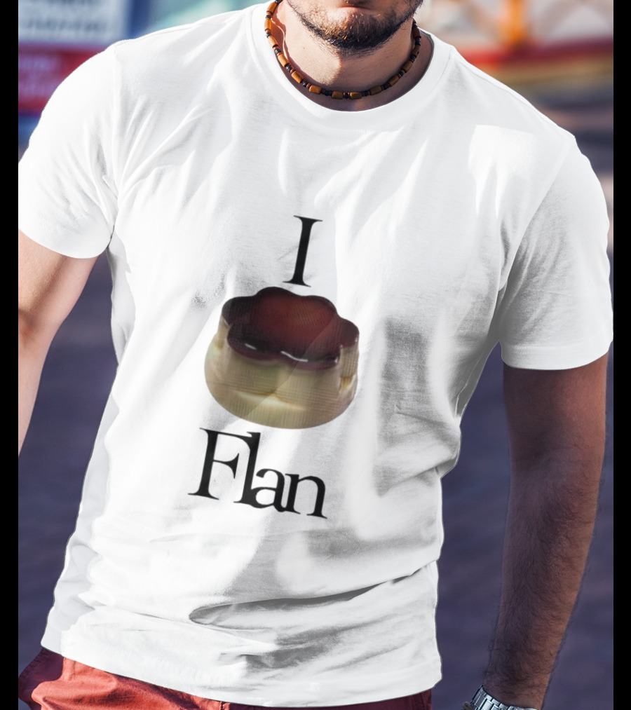 Men's I Love Flan Dessert Enthusiast T-Shirt