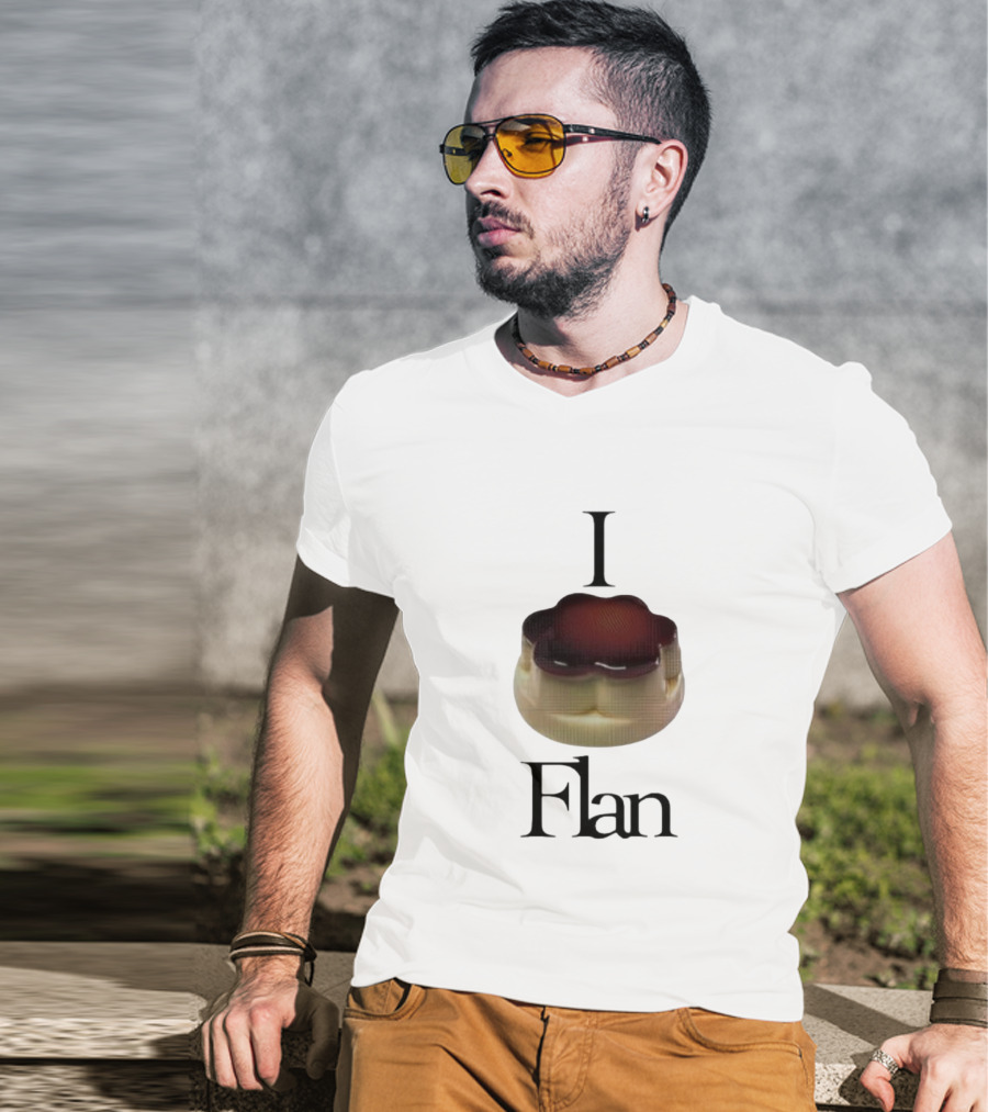 Men's I Love Flan Dessert Enthusiast T-Shirt