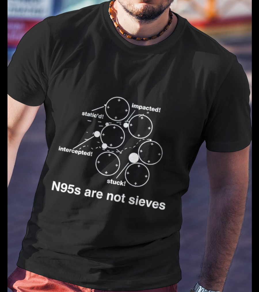 N95s Are Not Sieves Static Impacted Intercepted Stuck T-Shirt