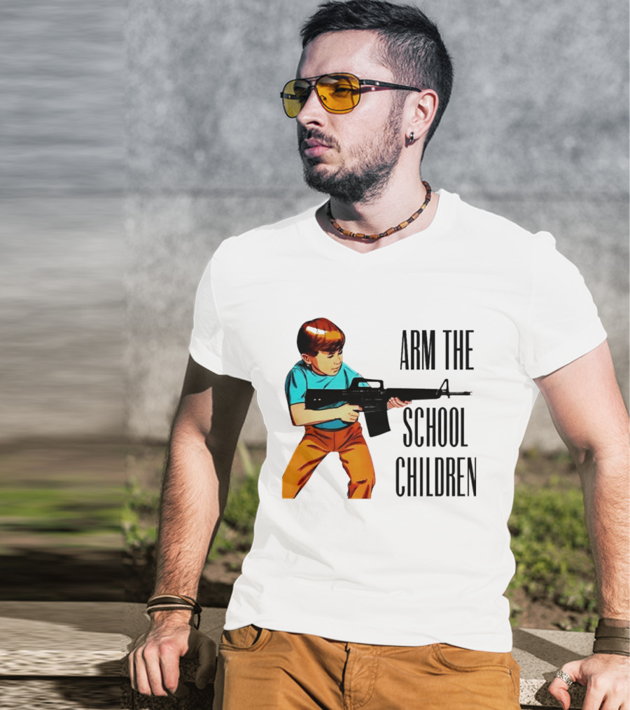 Arm The School Children Vintage Style Boy With Rifle T-Shirt