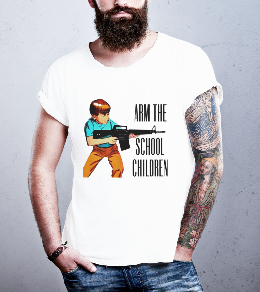 Arm The School Children Vintage Style Boy With Rifle T-Shirt