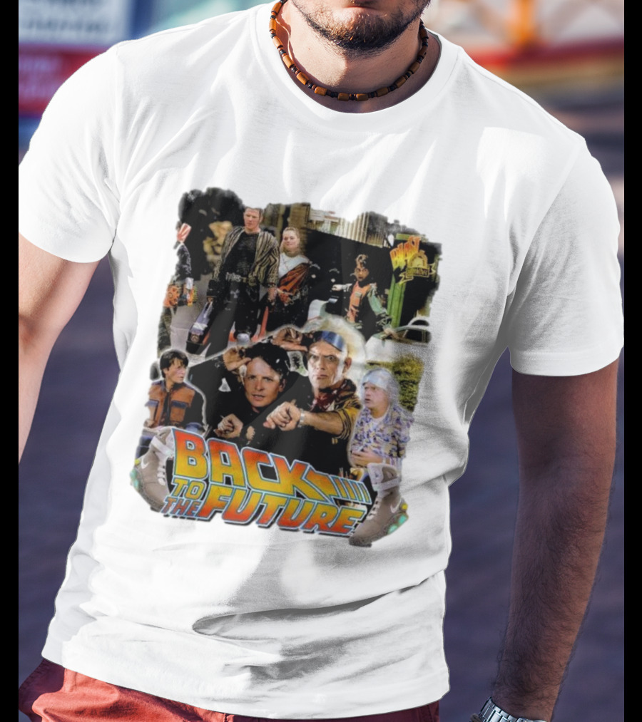 Back To The Future Movie Collage Iconic Characters And Scenes T-Shirt