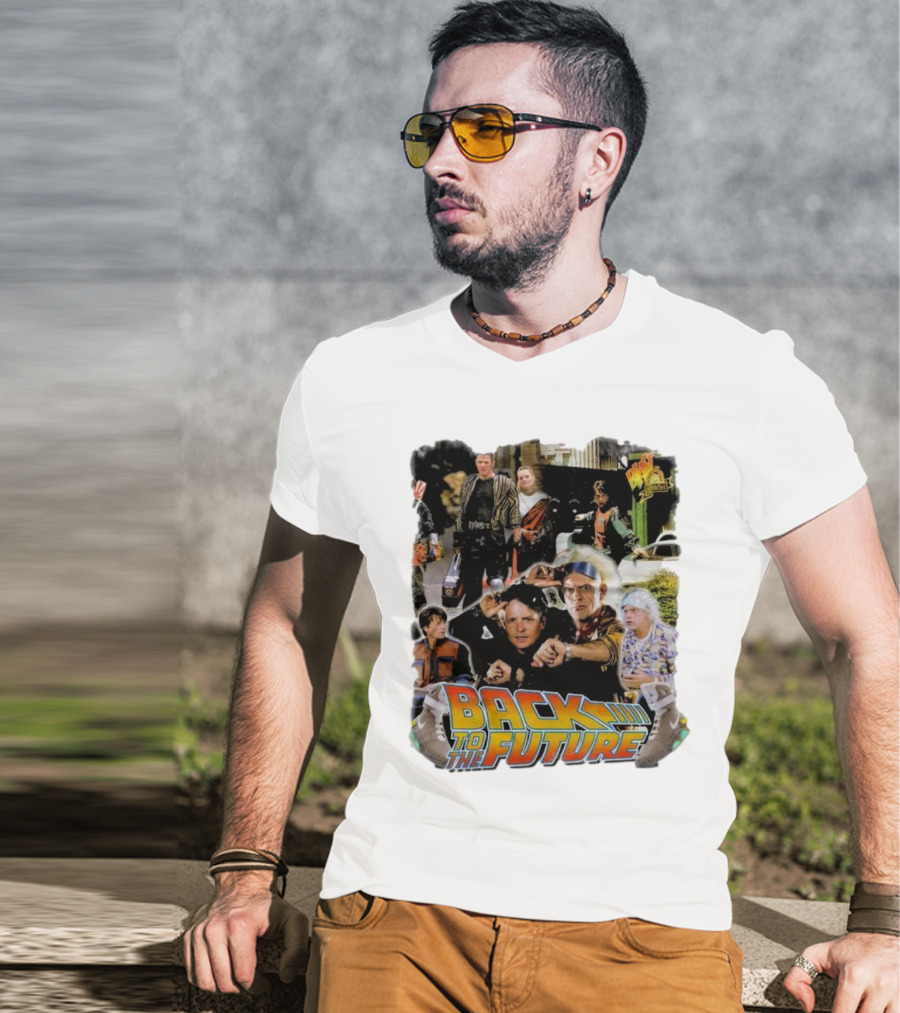 Back To The Future Movie Collage Iconic Characters And Scenes T-Shirt
