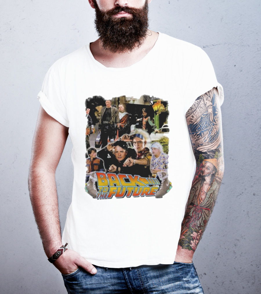 Back To The Future Movie Collage Iconic Characters And Scenes T-Shirt