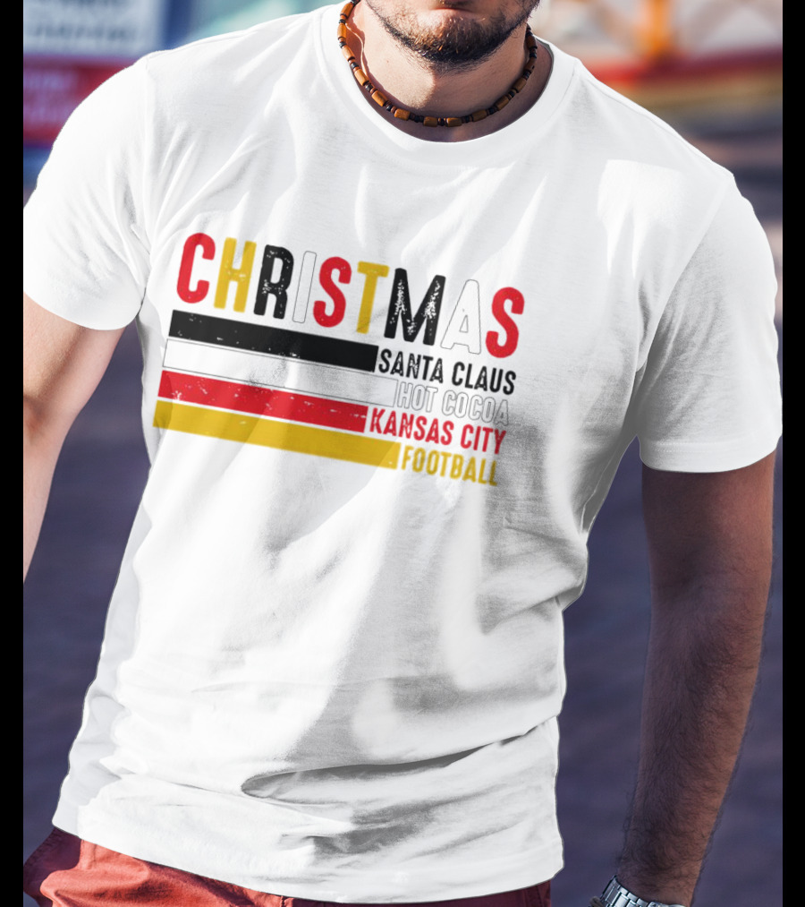 Christmas Santa Claus Hot Cocoa Kansas City Football T-Shirt