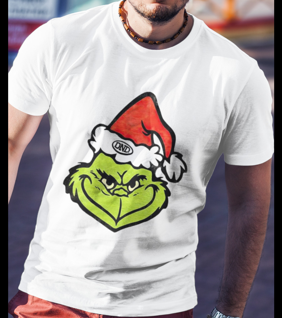 Grinch Christmas DND Santa Hat Image T-Shirt