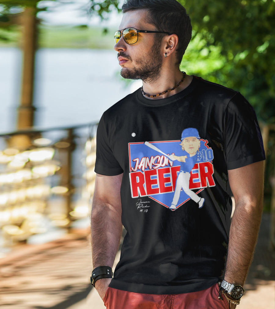 Janson Reeder #10 Baseball Cartoon Map Signature T-Shirt