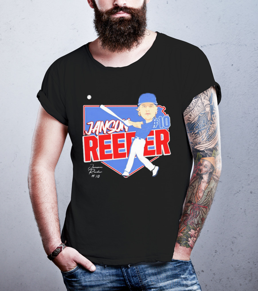 Janson Reeder #10 Baseball Cartoon Map Signature T-Shirt
