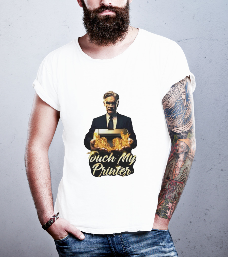 Jerome Powell Touch My Printer Flames Money T-Shirt
