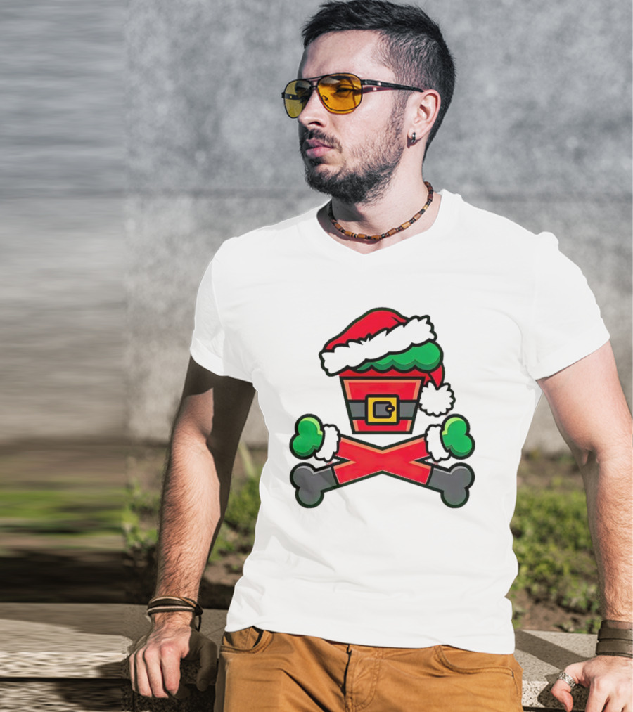 Johnny Cupcakes Jc Vault Grouchy Crossbones Christmas Santa Hat T-Shirt