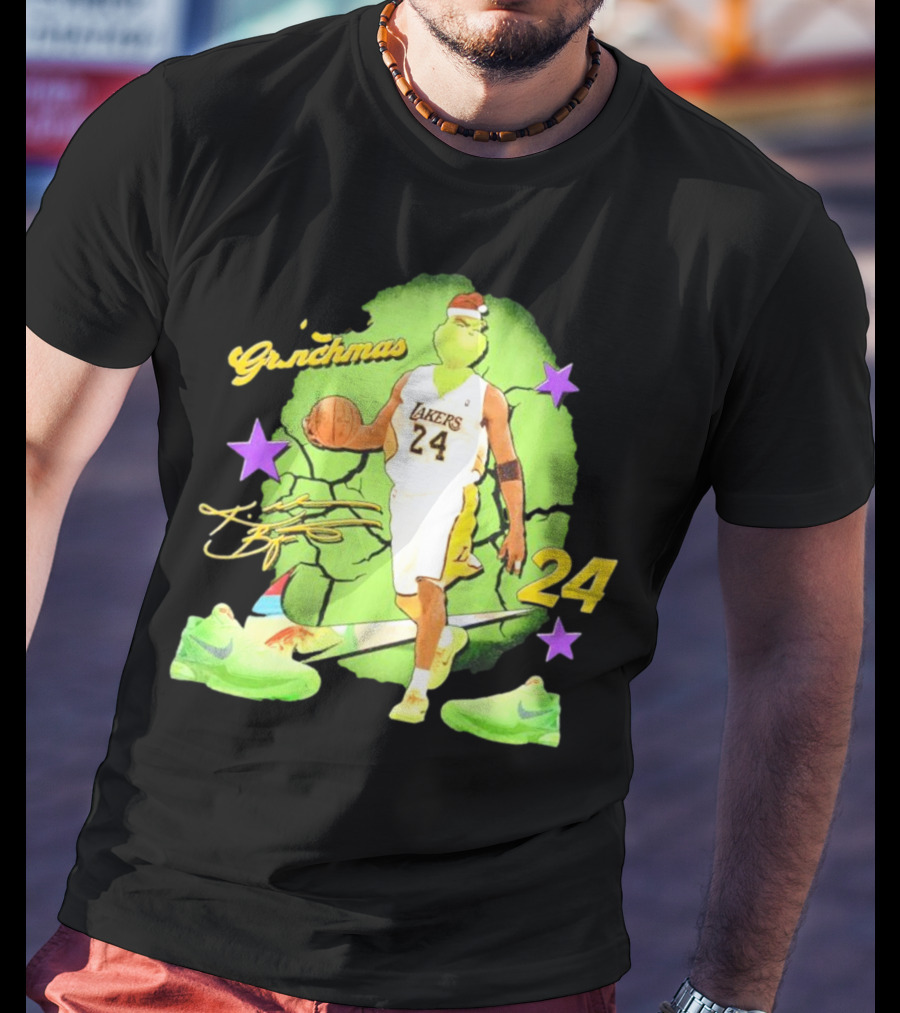Lakers 24 Grinchmas Kobe Bryant Sneakers T-Shirt