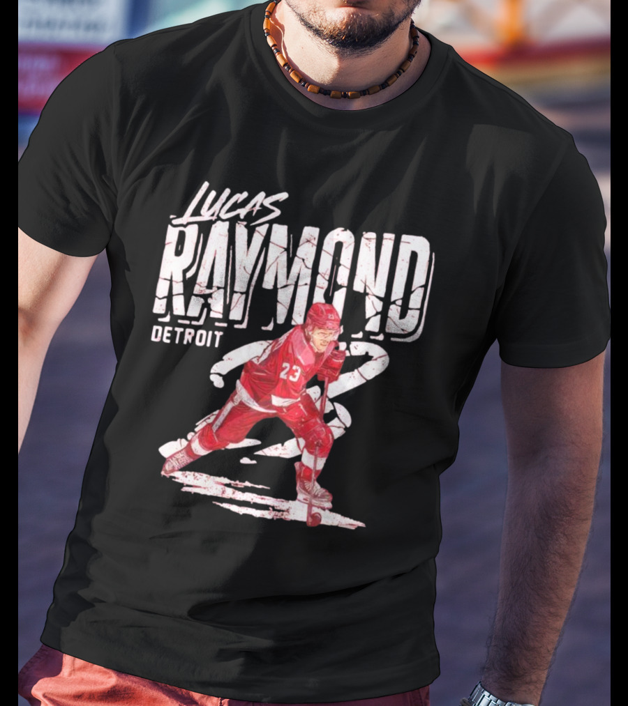 Lucas Raymond Detroit Hockey Player 23 Dynamic Action T-Shirt