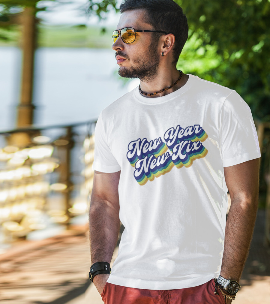 New Year New Kix Retro Colorful Script T-Shirt