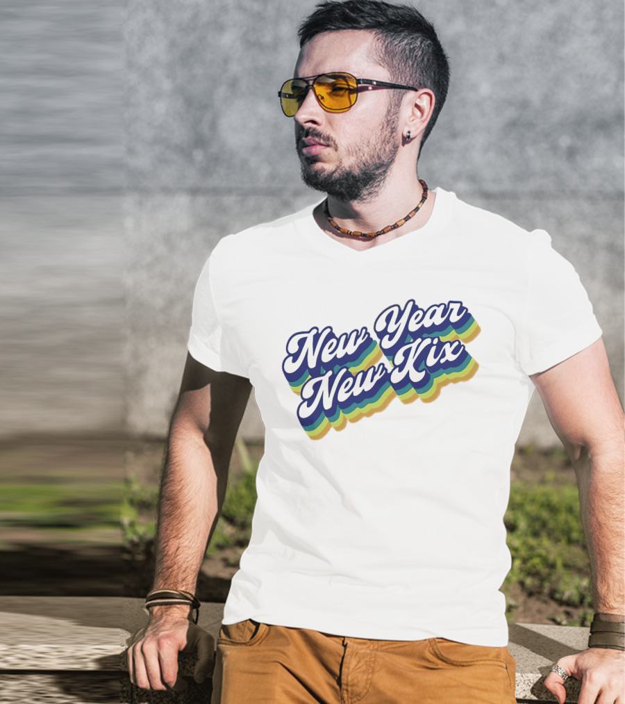 New Year New Kix Retro Colorful Script T-Shirt