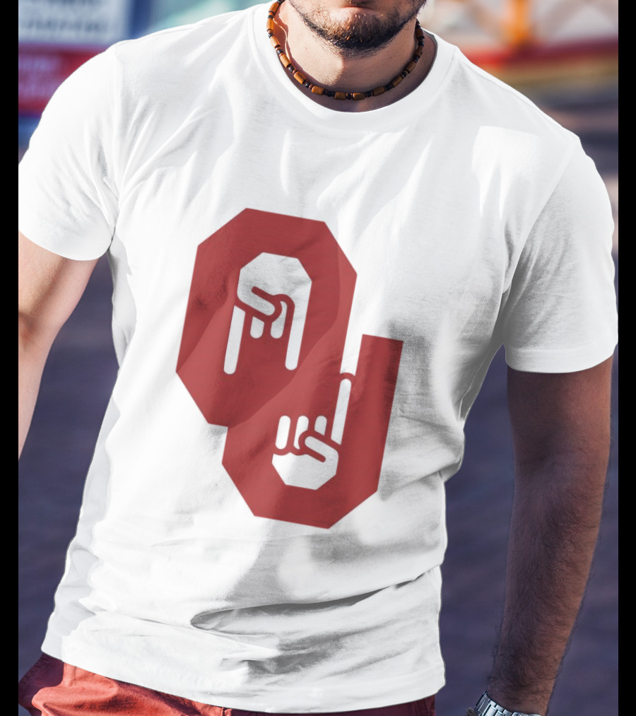 Oklahoma Sooners Logo With Horns Down Hand Gesture T-Shirt