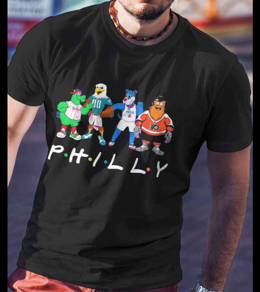 PHILLY Sports Mascots Phillies Eagles 76ers Flyers T-Shirt