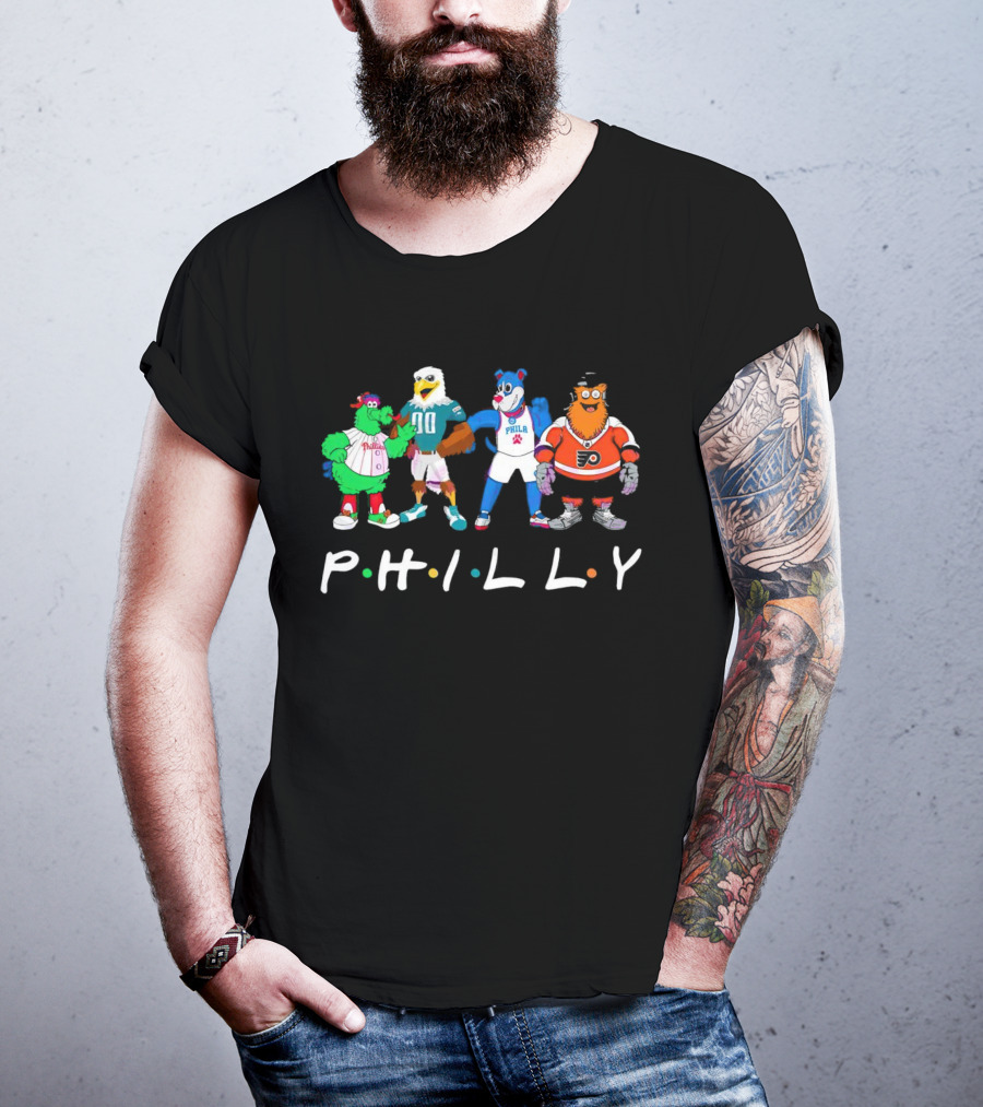 PHILLY Sports Mascots Phillies Eagles 76ers Flyers T-Shirt