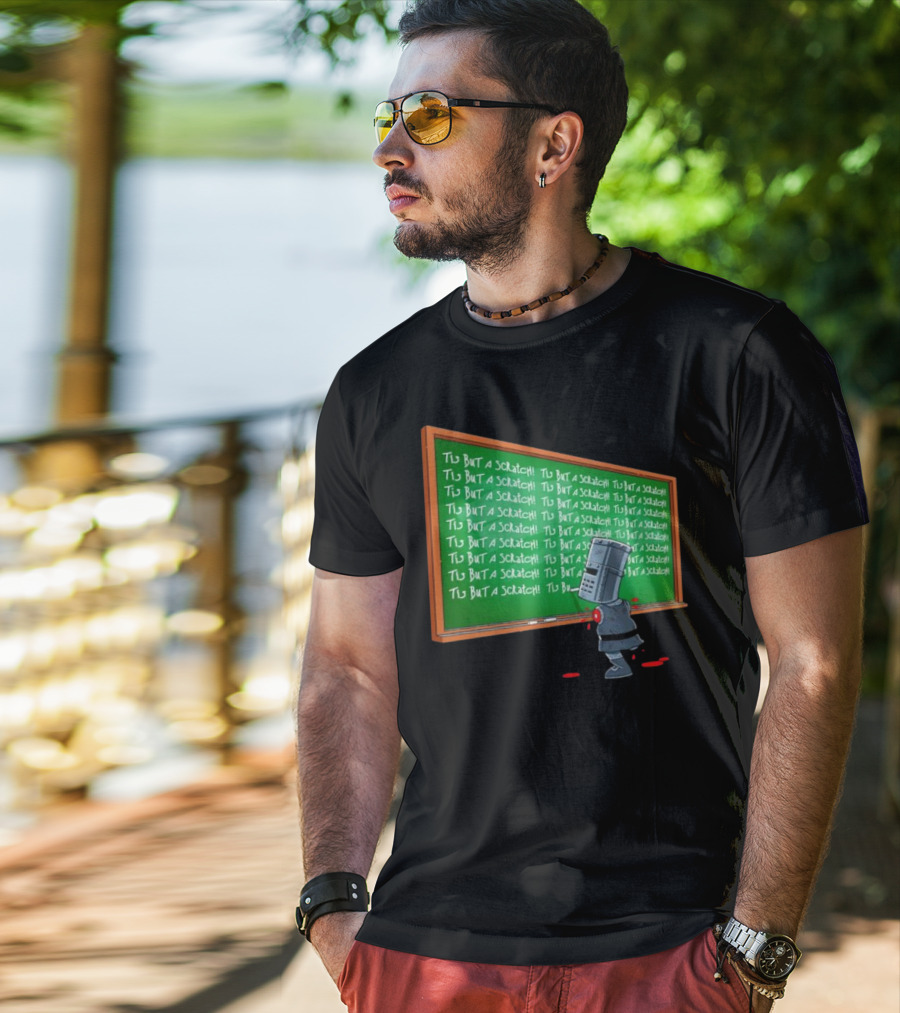 Tis But A Scratch Detention Blackboard Scribbles T-Shirt