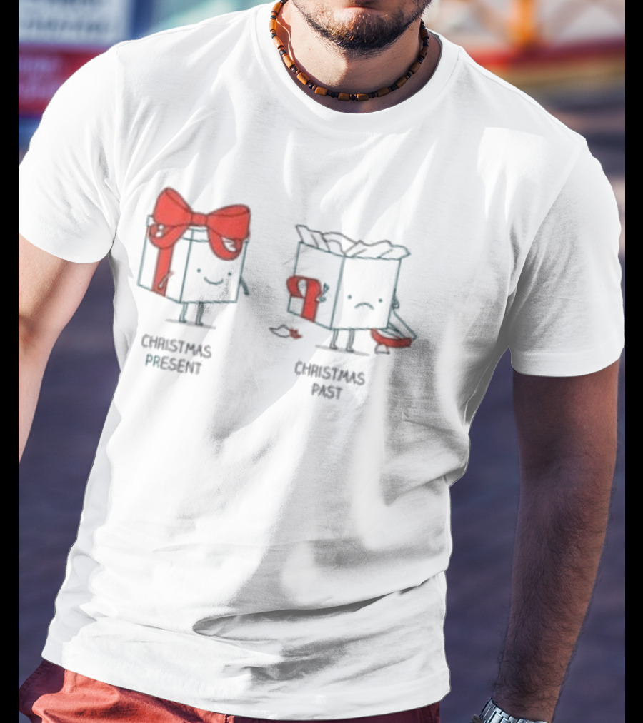 Christmas Present Christmas Past Box Characters With Bows And Expressions T-Shirt