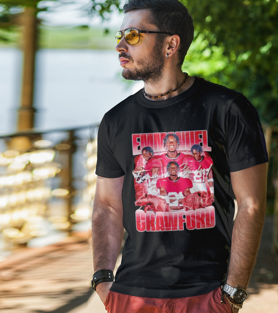 Emmanuel Crawford Arkansas Razorbacks Football Vintage Retro Collage T-Shirt
