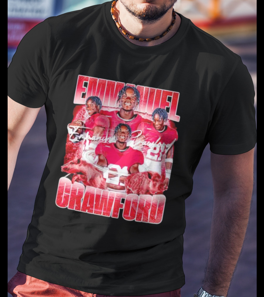 Emmanuel Crawford Arkansas Razorbacks Football Vintage Retro Collage T-Shirt