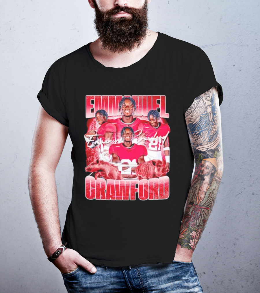 Emmanuel Crawford Arkansas Razorbacks Football Vintage Retro Collage T-Shirt