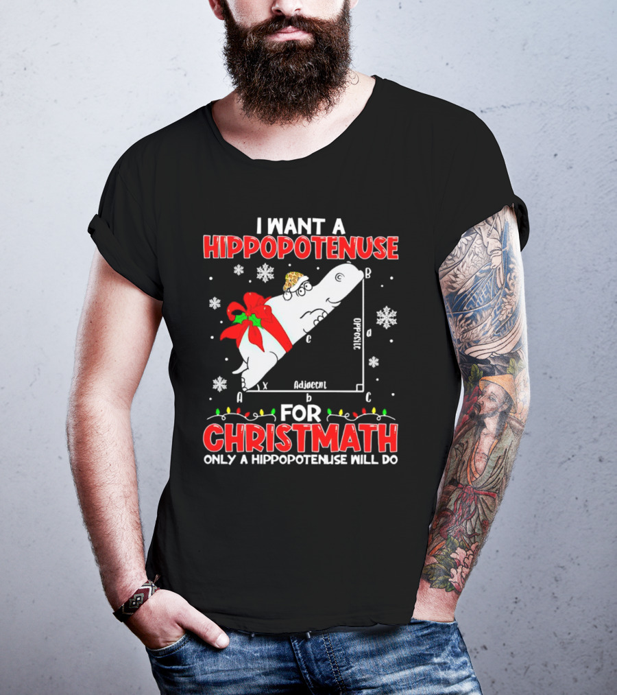 I Want A Hippopotenuse For Christmath Christmas Only A Hippopotenuse Will Do T-Shirt