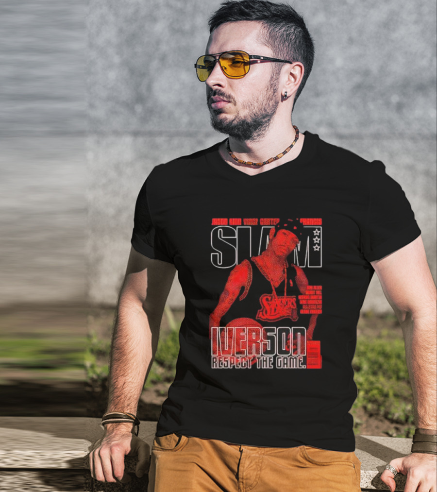 Slam Magazine Allen Iverson Sixers Respect The Game Mural T-Shirt