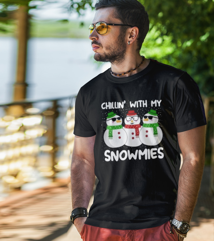 Chillin' With My Snowmies Christmas Snowman Trio T-Shirt