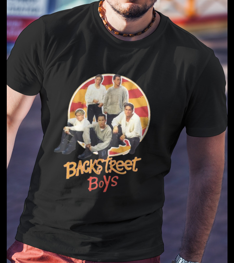 Backstreet Boys Striped Circle Group Image T-Shirt