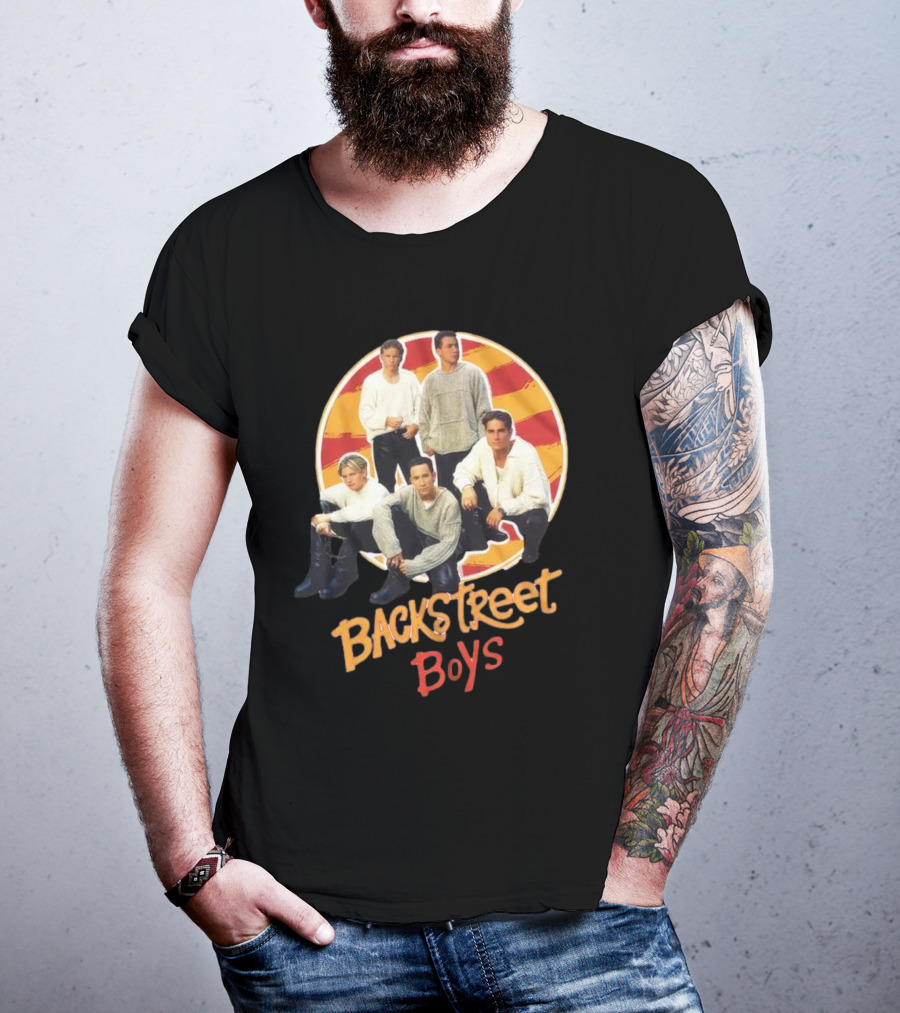 Backstreet Boys Striped Circle Group Image T-Shirt