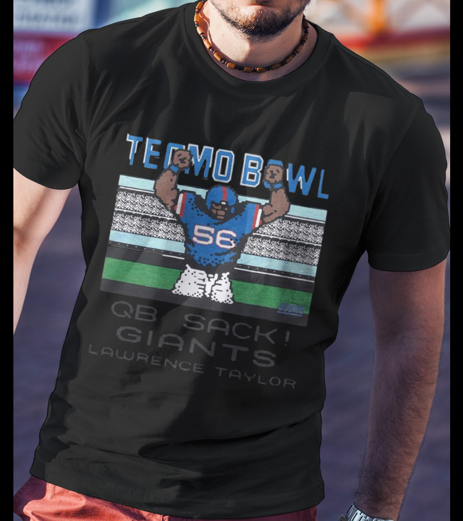 Tecmo Bowl Giants Lawrence Taylor QB Sack Retro Style 56 T-Shirt