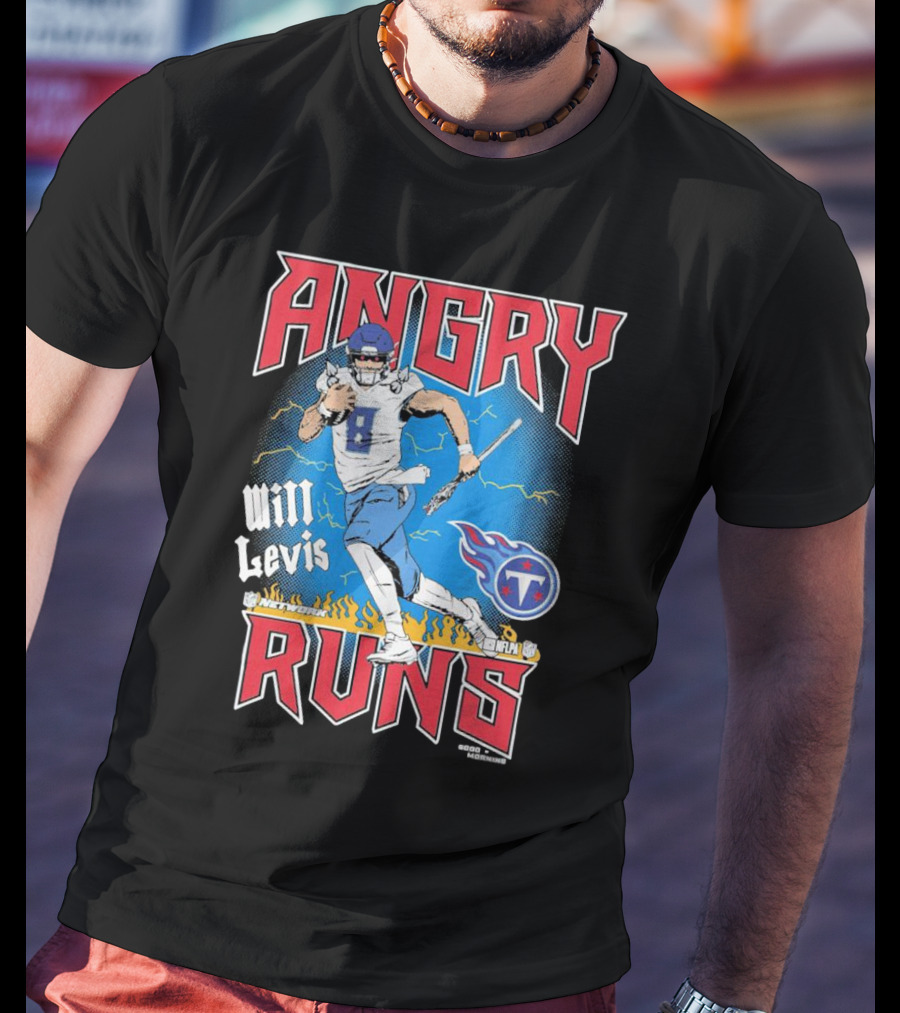 Tennessee Titans Will Levis Angry Runs NFL Network Football 8 Breaking Through Flames T-Shirt