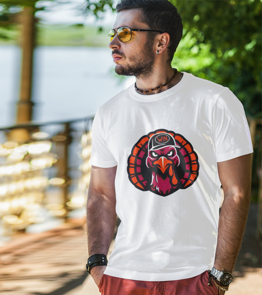 Turkey Wearing A Win Hat With Fierce Expression T-Shirt