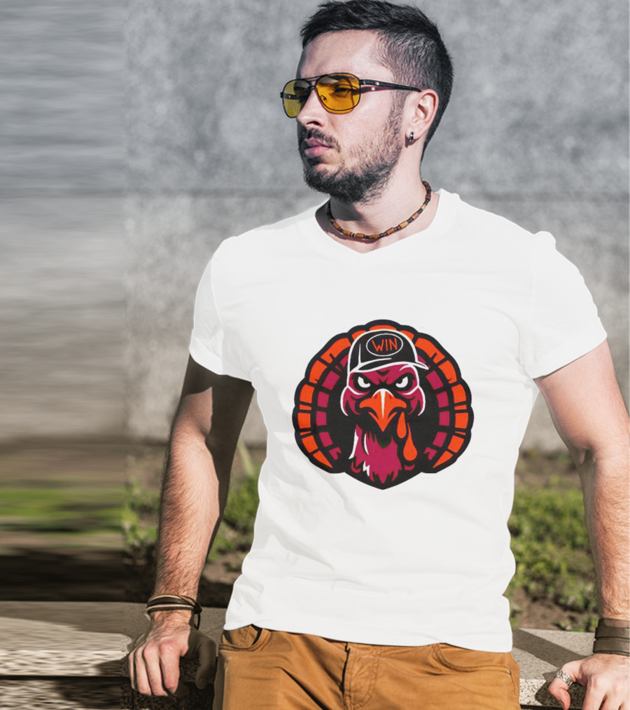 Turkey Wearing A Win Hat With Fierce Expression T-Shirt