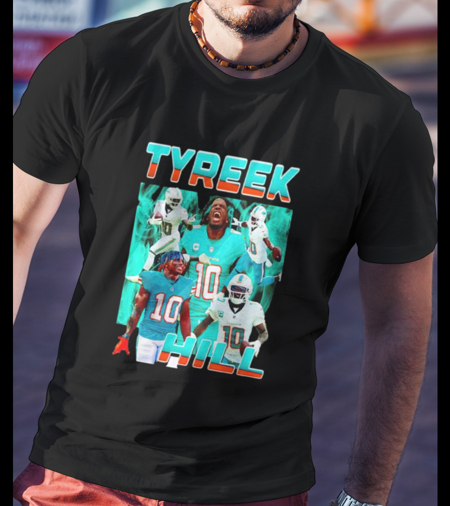 TYREEK HILL Picture Collage Miami Dolphins Football Images T-Shirt