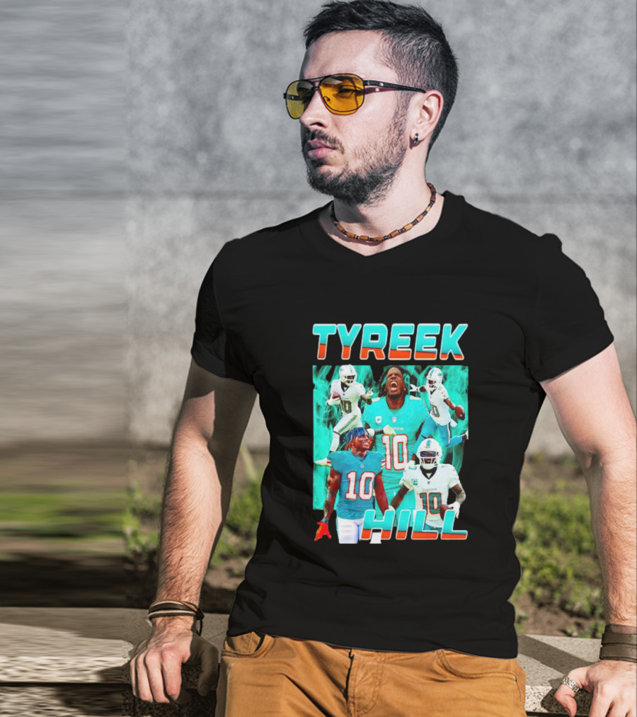 TYREEK HILL Picture Collage Miami Dolphins Football Images T-Shirt
