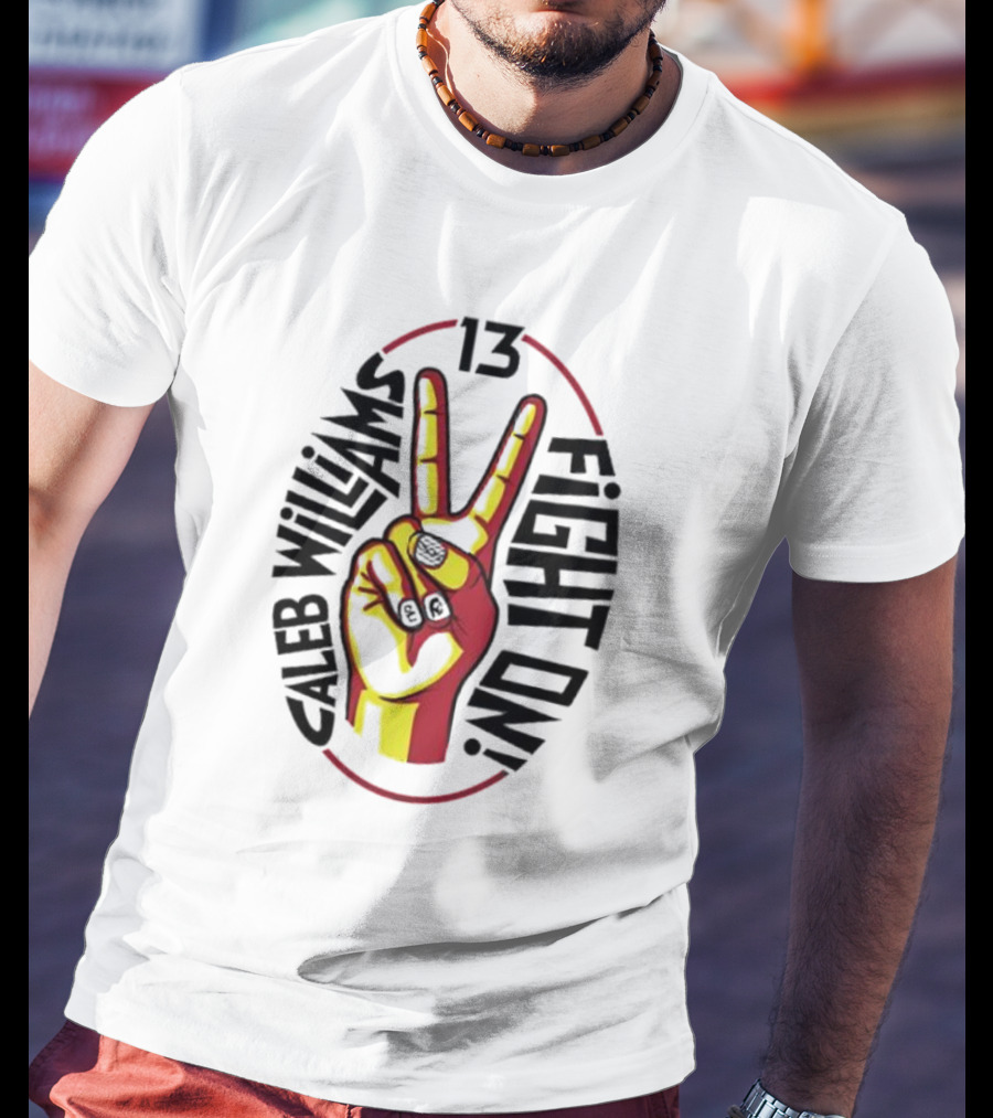 Caleb Williams 13 Fight On USC Trojans Peace Sign T-Shirt