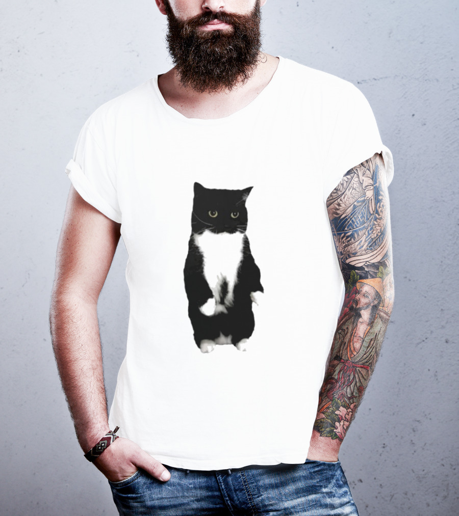 Cat Unico Uniuni Black And White Standing Cat T-Shirt
