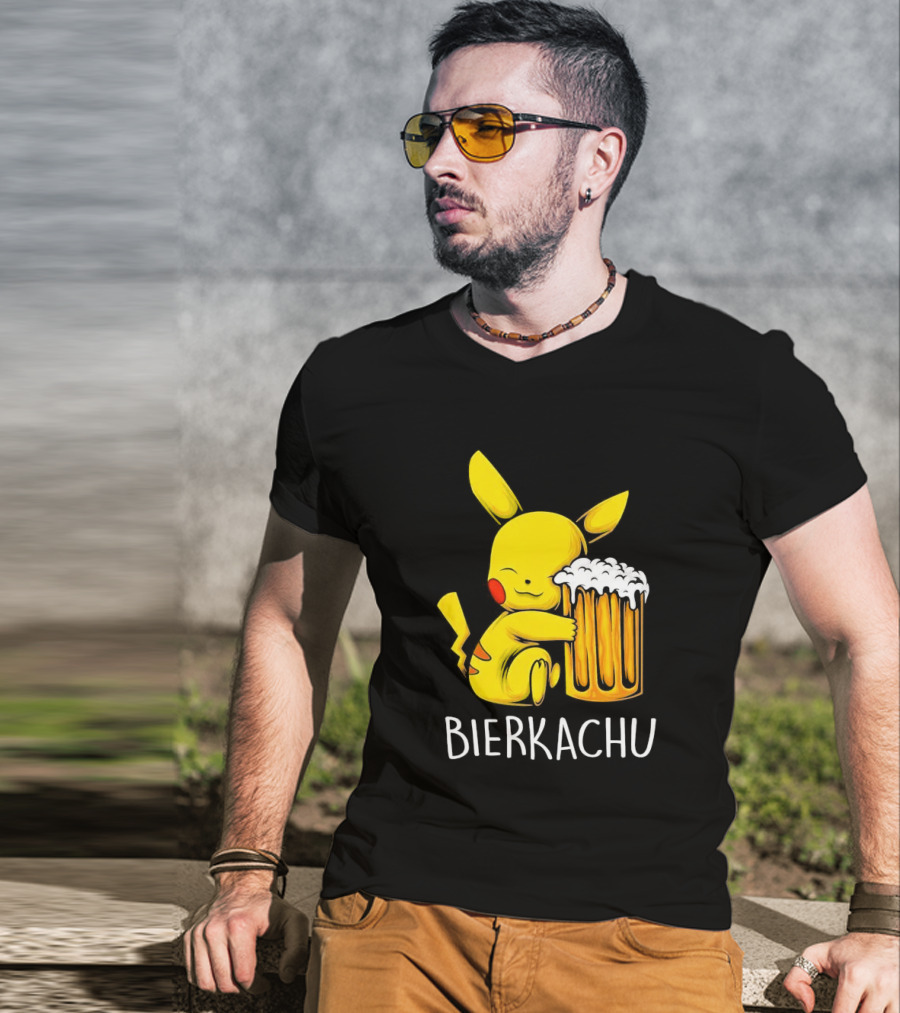 Pokemon Pikachu Bierkachu With Beer Mug T-Shirt